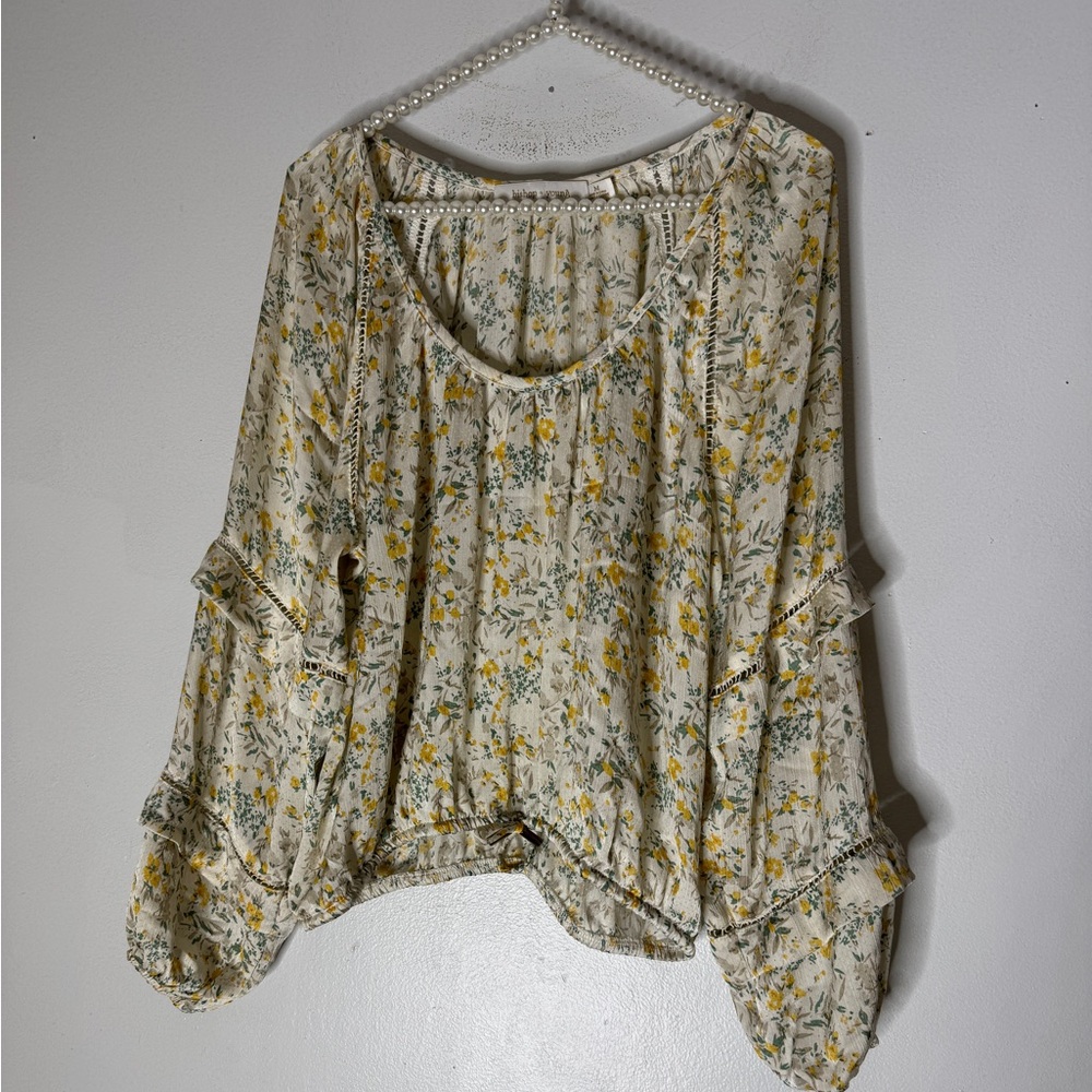 Bishop Young Menorca Blouse Cream Yellow Floral Medium